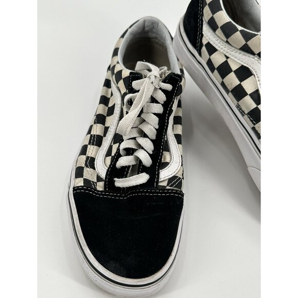 VANS off the Wall Checkerboard Lace Up Sneakers Black Suede Canvas M6.5 W8.0 - Picture 2 of 12